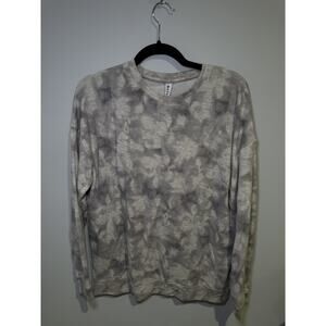 Athleta Womens Sweatshirt Gray White Studio To Street Tie Dye Long Sleeve